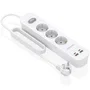 Aisens Regleta con Interruptor ASPS-2A2C10-W, 3 Tomas y 4 Puertos USB, Blanco